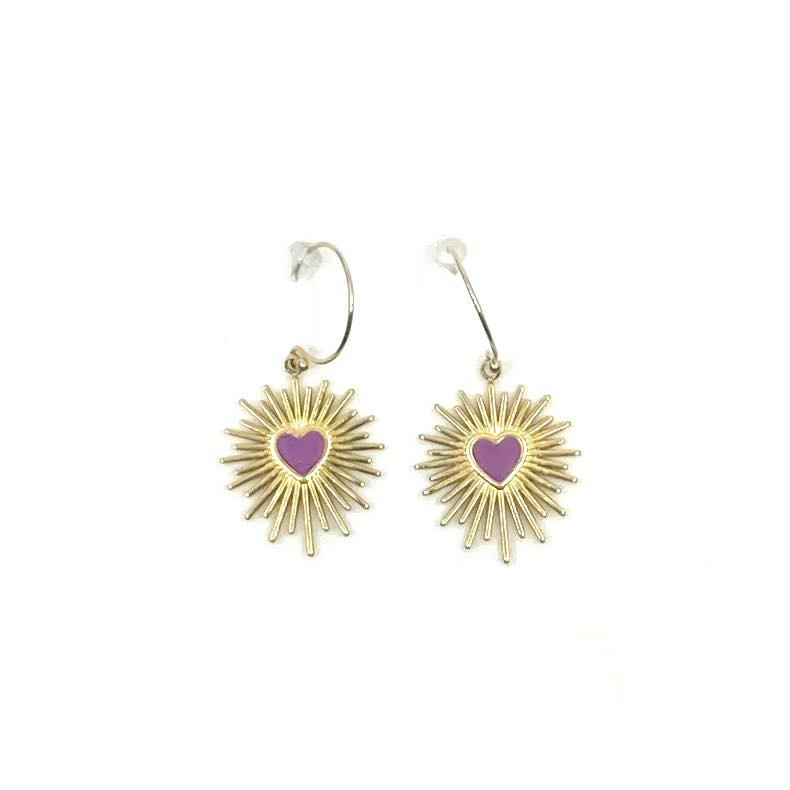 Boucles courtes "violet heart" gold filled