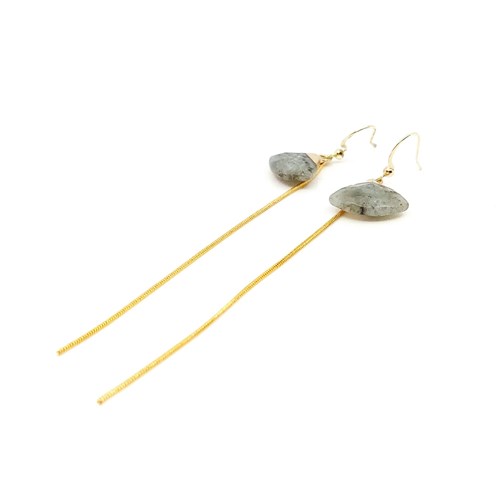 Boucles  longues chaine pierre triangle