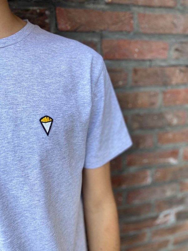 T-shirt "Frites" gris clair chiné