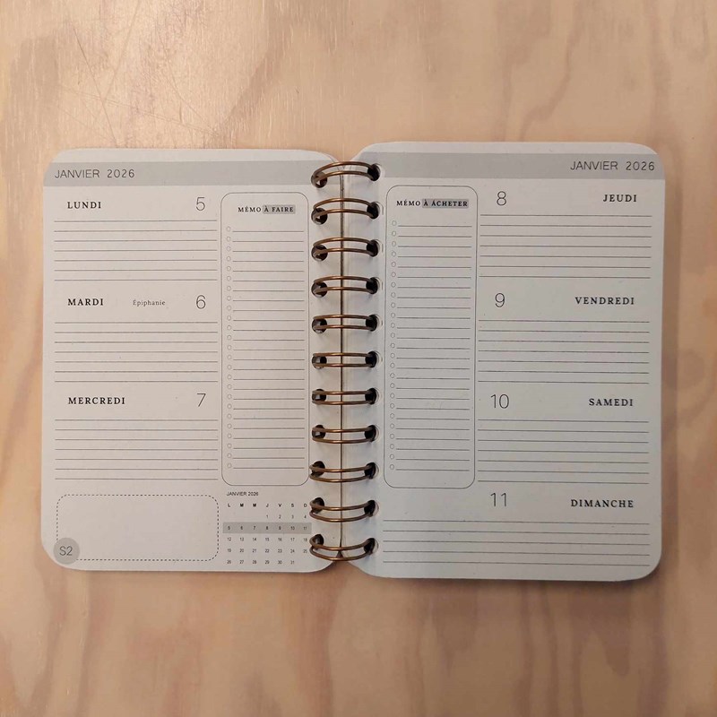 AGENDA 2026 - Bleu/poudré A6