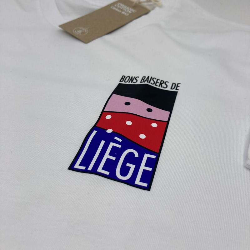 T-shirt blanc "Bons baisers de Liège"