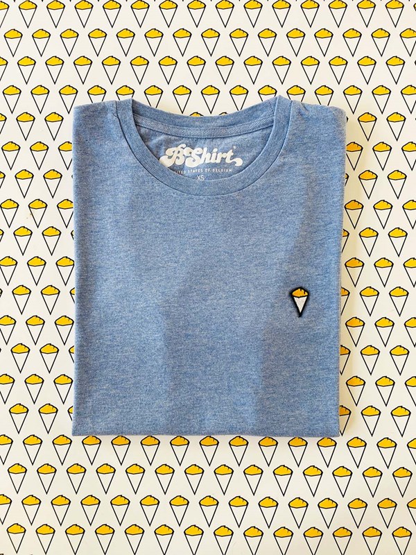 T-shirt "Frites" bleu clair chiné