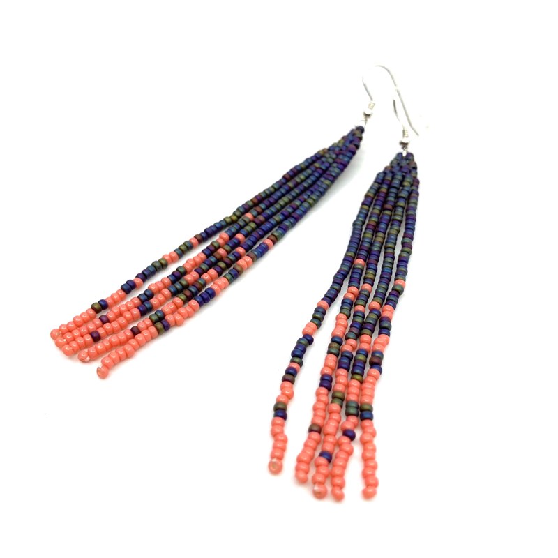 Boucles d'oreilles "Pixels" rose- attache argent