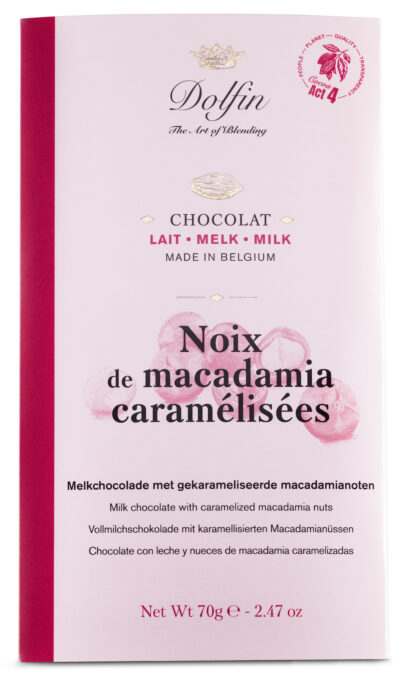 Chocolat au Lait / Noix de Macadamia caramélisées 70gr