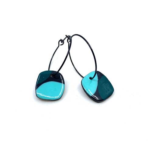Créoles pièce carrée vert-noir 13263