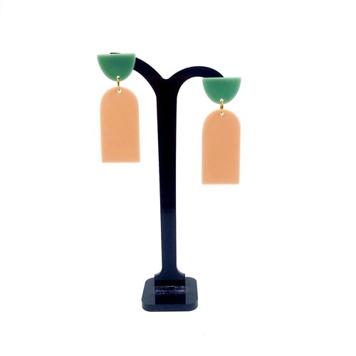 Boucles d'oreilles acétate vert beige