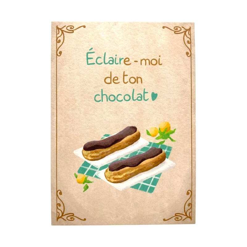carte postale"Eclaire-moi de ton chocolat" + enveloppe