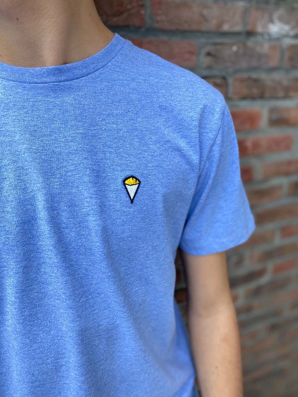 T-shirt "Frites" bleu clair chiné