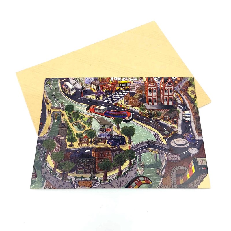 Carte postale Liège St Barthélemy + enveloppe