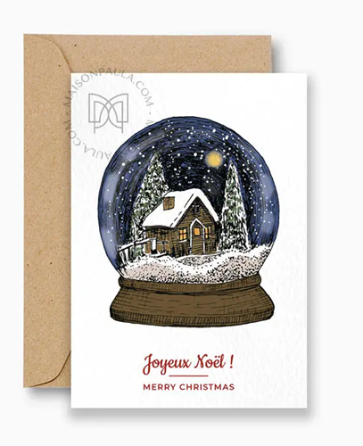 Carte "Boule de neige Noël" + enveloppe