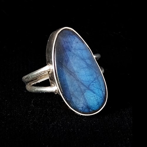 Bague en argent + labradorite