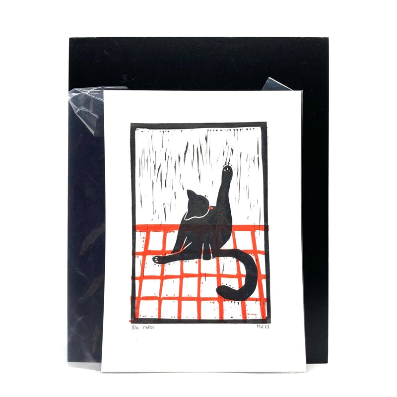 Gravure A5 "La toilette du chat"