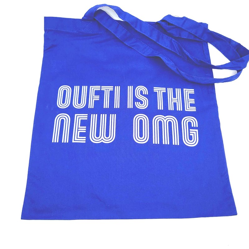 Totebag "Oufti is the new OMG" bleu