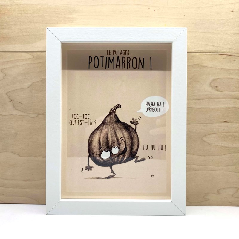 Cadre "Le potager : Potimarron" Blanc