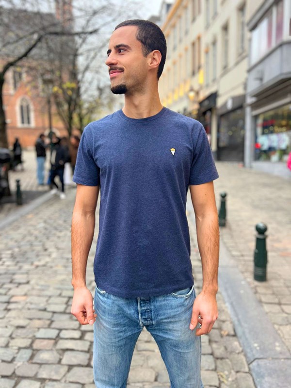T-shirt "Frites" bleu marine chiné