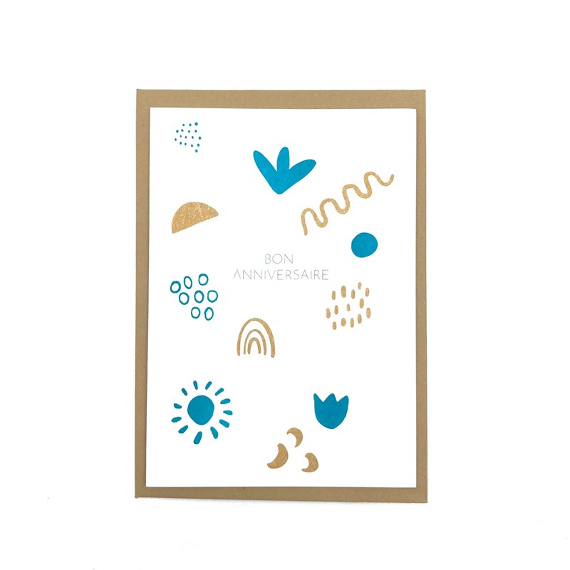 Carte postale "Bon anniversaire" + enveloppe