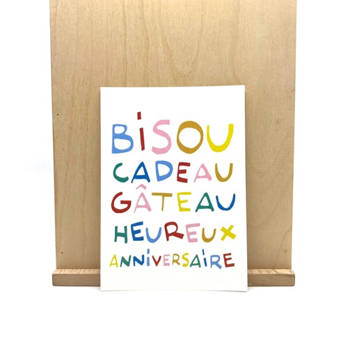 Carte postale "Bisous Cadeau Gâteau ..."