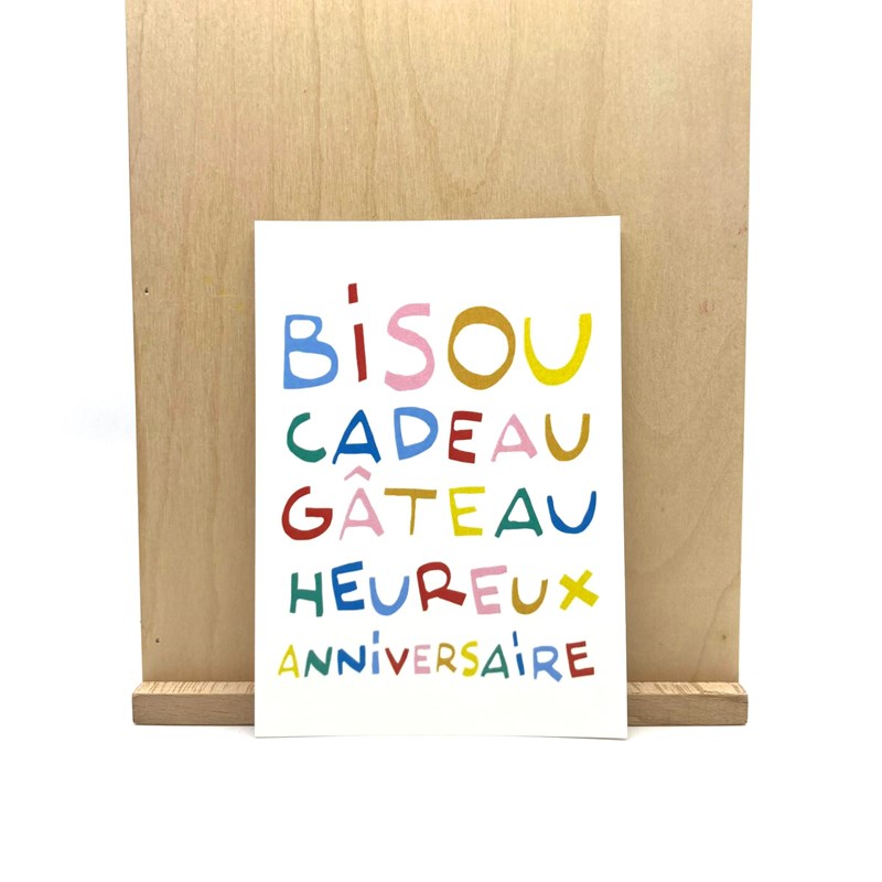 Carte postale "Bisous Cadeau Gâteau ..."