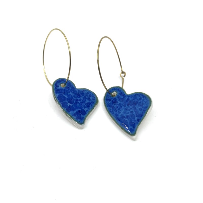 Boucles d'oreilles en porcelaine coeur marine