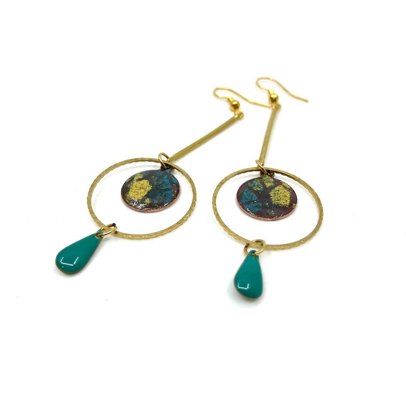 Boucles d'oreilles cuivre émaillé