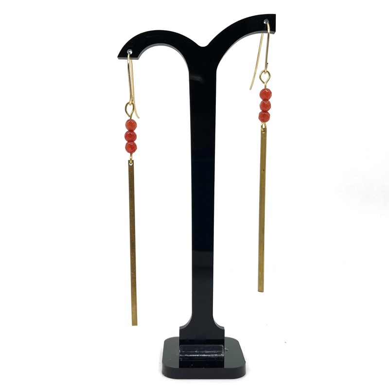 Boucles d'oreilles 3 perles et tige en laiton