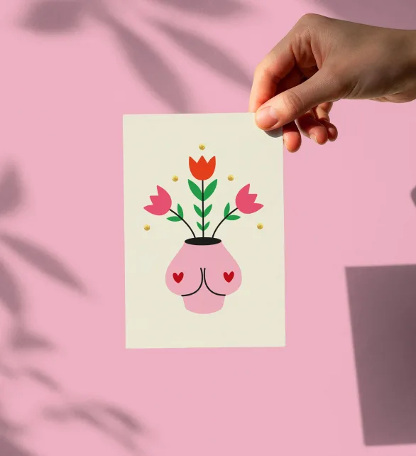 Carte postale - Boobs fleuri -