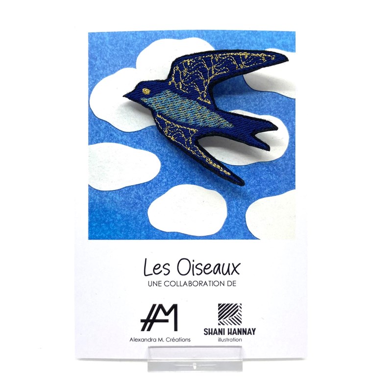 Broche "Hirondelle bleue"