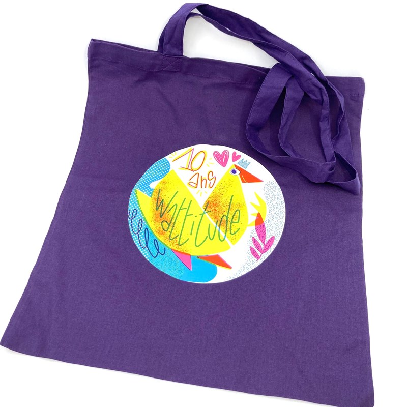 TOTE BAG Wattitude mauve + badge offert