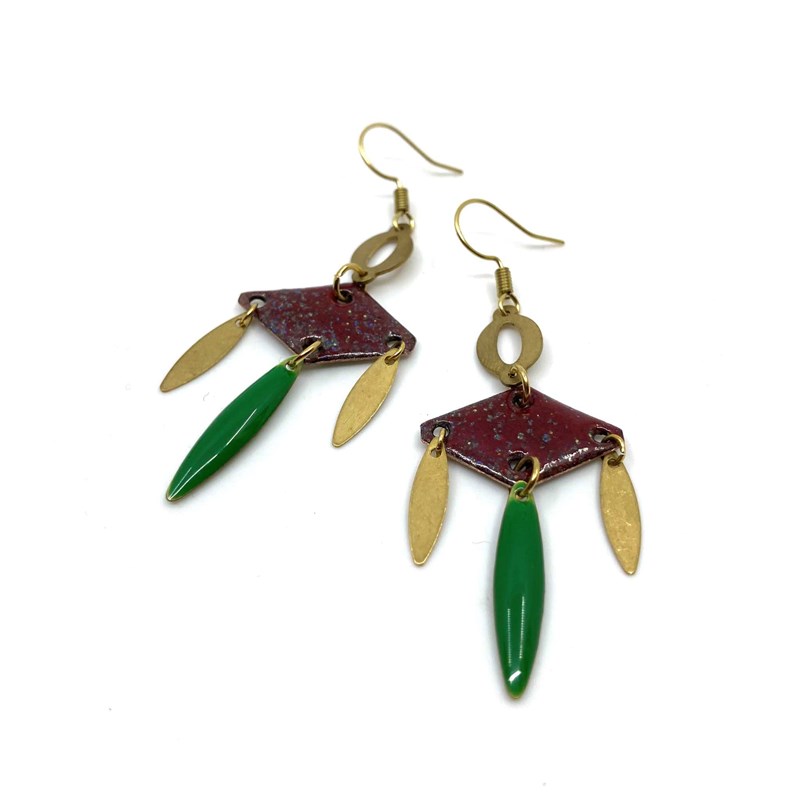 Boucles d'oreilles cuivre émaillé