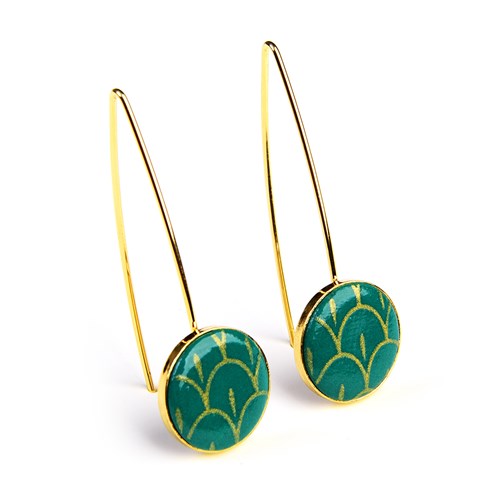 Boucles d'oreilles longues "Deep green"
