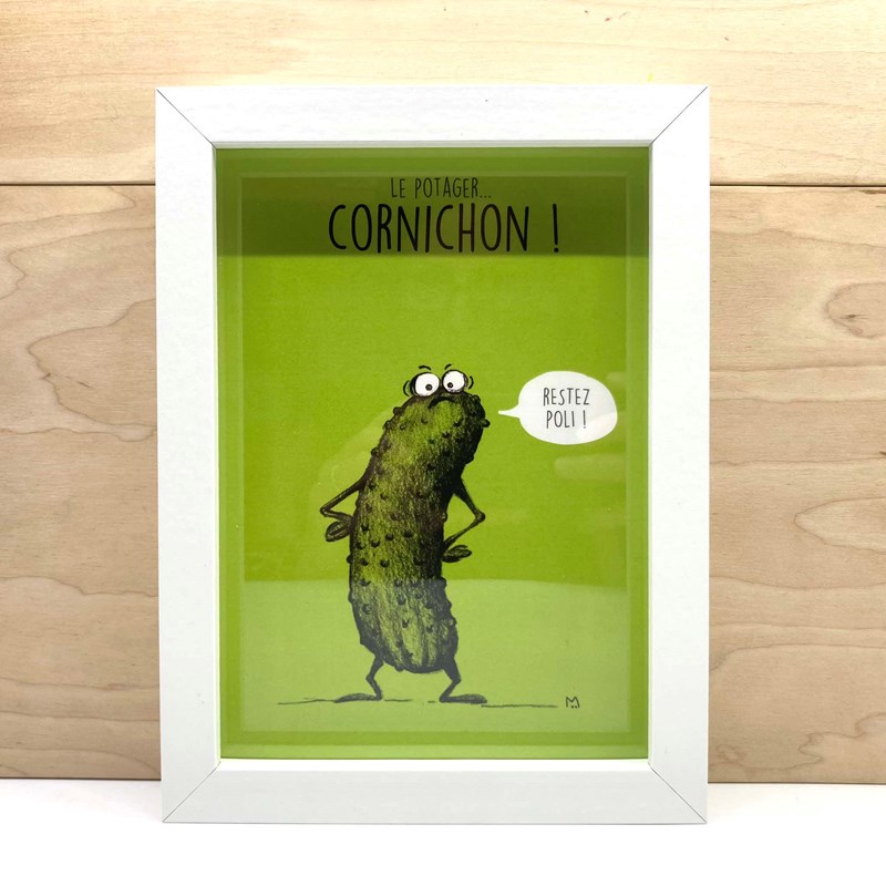 Cadre "Le potager : Cornichon" Blanc