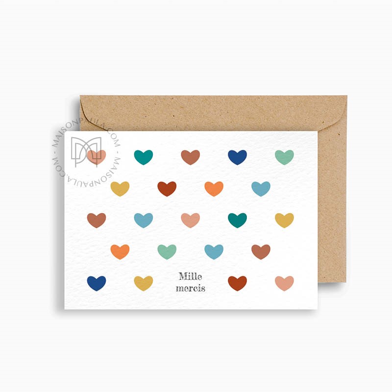 Carte "Mille mercis" + enveloppe