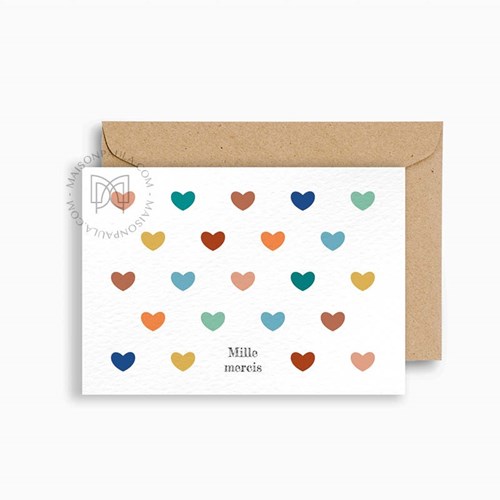 Carte "Mille mercis" + enveloppe