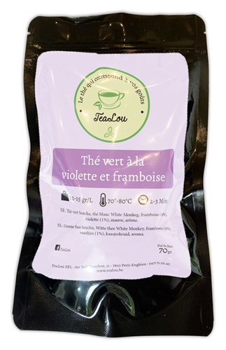 Thé vert à la violette et framboise
