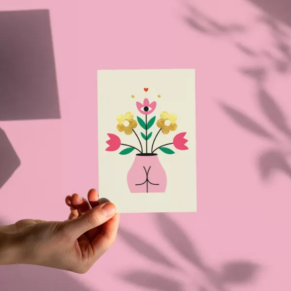 Carte postale - fesses en fleurs-