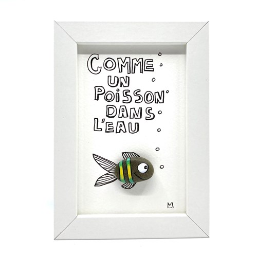 Cadre galet "Poisson dans l'eau"