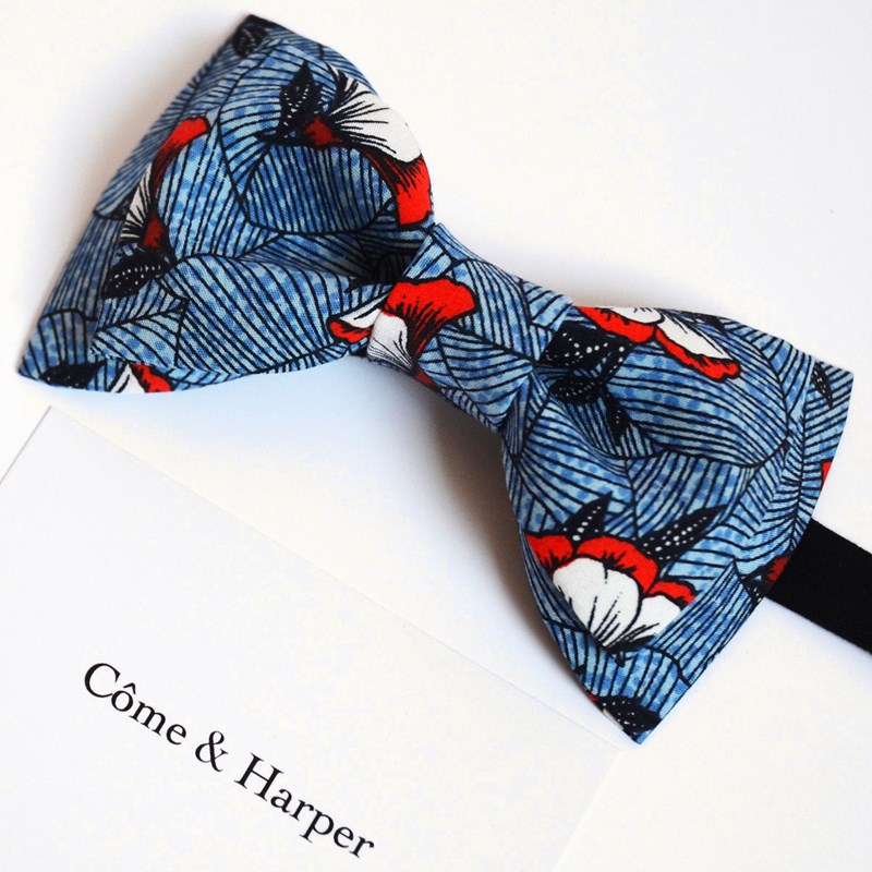 Noeud papillon Harper motif red hibiscus
