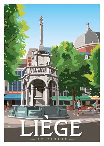 Affiche Illustration Originale “Liège, Le Perron” 50*70cm