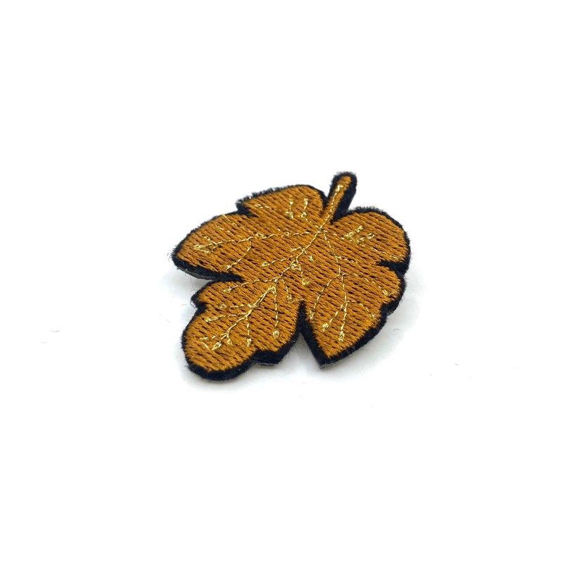Broche "Feuille automne" ocre