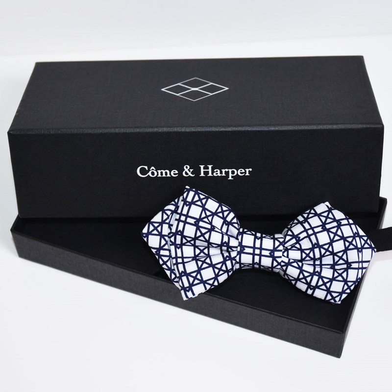 Noeud papillon Côme motif geometric blue