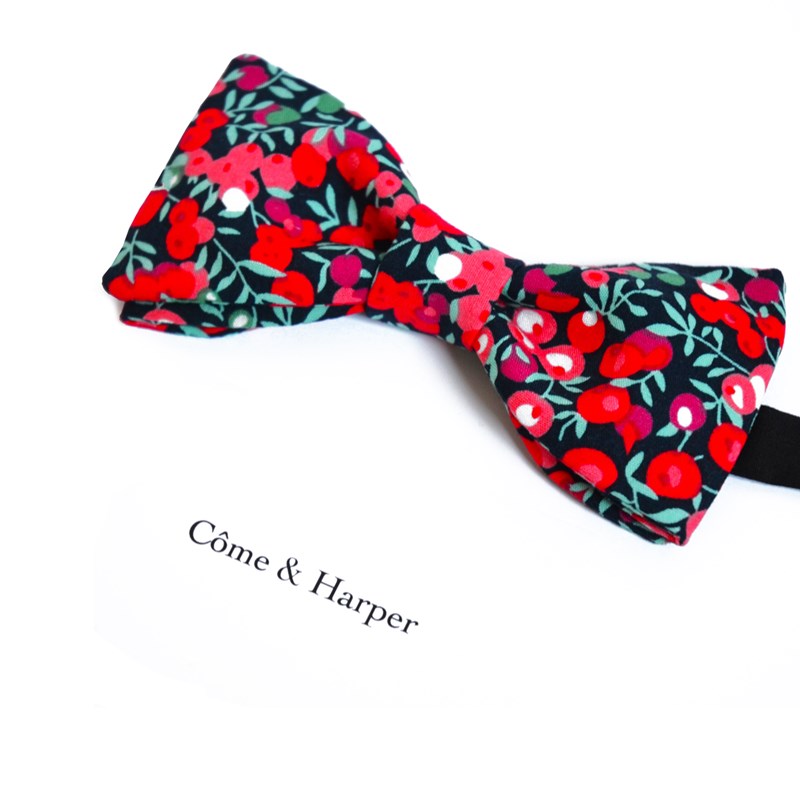 Noeud papillon Basile motif red berries