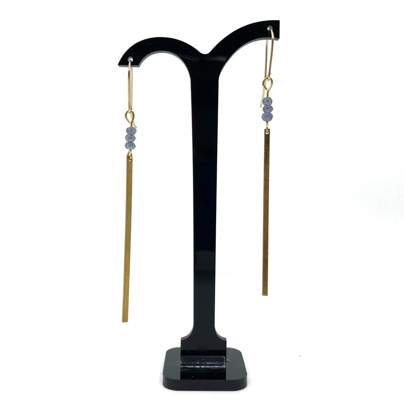 Boucles d'oreilles 3 perles grises et tige en laiton