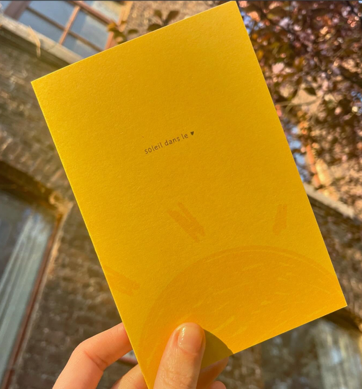Carte double "Soleil dans le coeur" + enveloppe