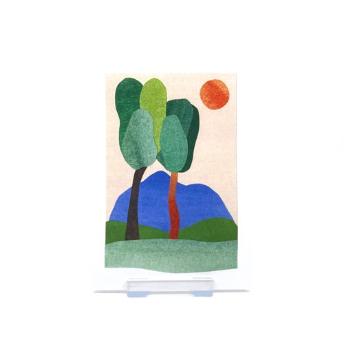 Carte "Fond rose et arbres"