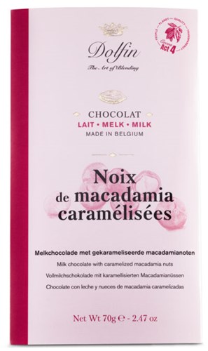 Chocolat au Lait / Noix de Macadamia caramélisées 70gr