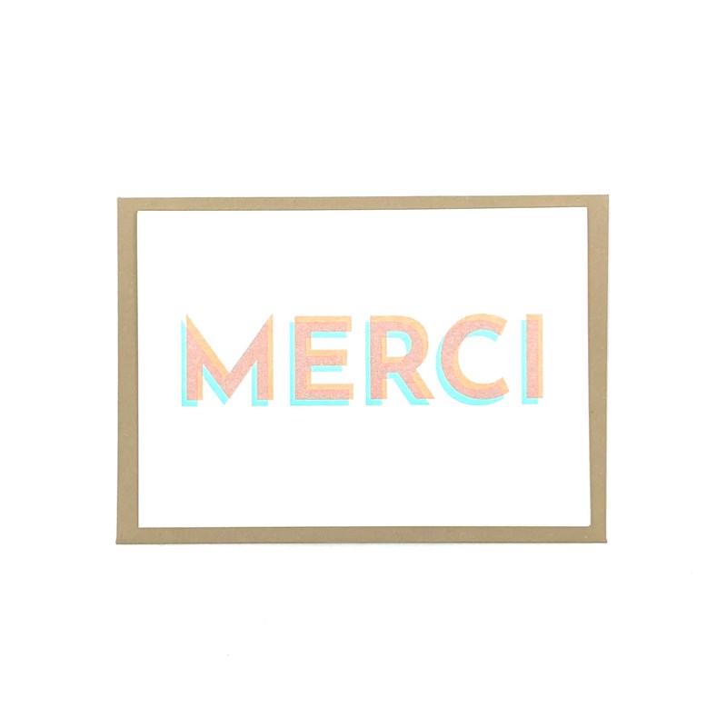 Carte postale "Merci" + enveloppe