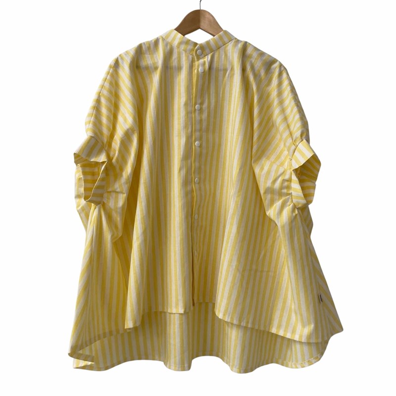 Blouse col Mao lignée jaune et blanc