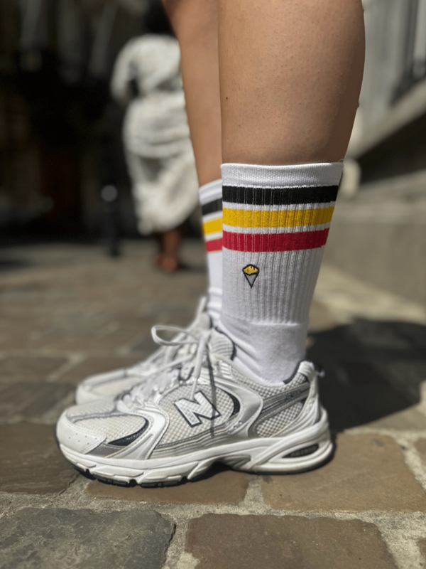 Chaussettes sport frites "Belgica" blanche
