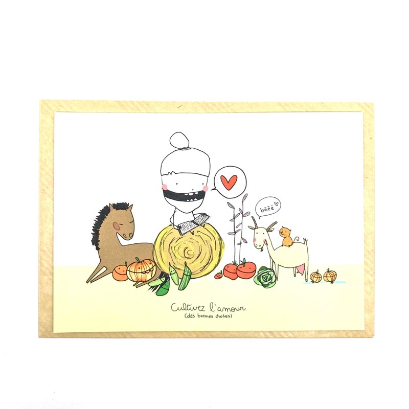 Carte "Cultivez l'amour" + Enveloppe