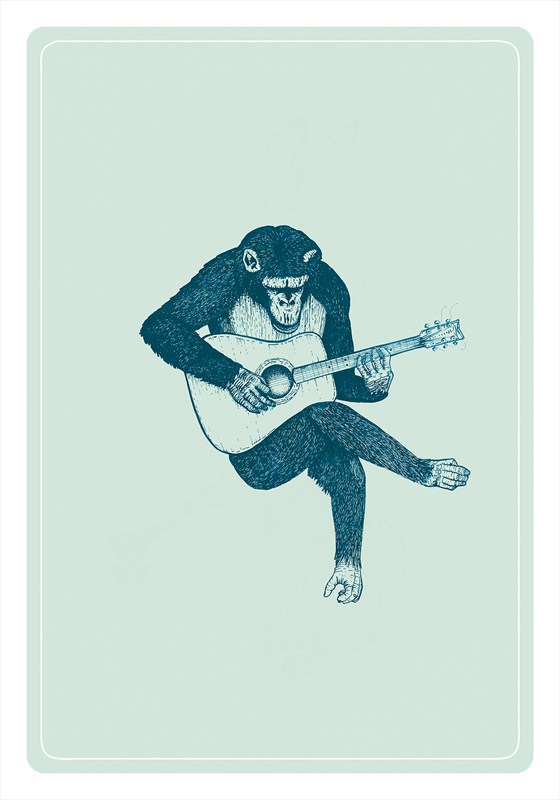 Affiche Singe "Georges Brassinge" / Bleu